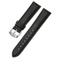 Genuine Leather Watch-Quick Release Watch Strap-Silver Pin Buckle-Black