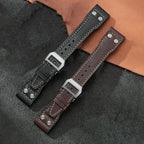 Nappa Leather Watch Band-Silver Deployment Buckle for IWC  Pilot's Watch Chronograph