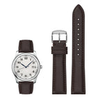 Genuine Leather Watch-Quick Release Watch Strap-Silver Pin Buckle-Brown