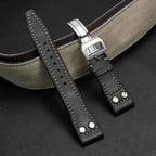 Nappa Leather Watch Band-Silver Deployment Buckle for IWC  Pilot's Watch Chronograph