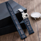 Genuine Leather Watch Band-Silver Deployment Buckle for IWC Portugieser Chronograph