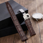 Genuine Leather Watch Band-Silver Deployment Buckle for IWC Portugieser Chronograph