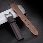 Genuine Leather Watch-Quick Release Watch Strap-Silver Pin Buckle-Brown