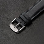 Genuine Leather Watch-Quick Release Watch Strap-Silver Pin Buckle-Black
