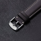 Genuine Leather Watch-Quick Release Watch Strap-Silver Pin Buckle-Brown Strap With Beige Stitch