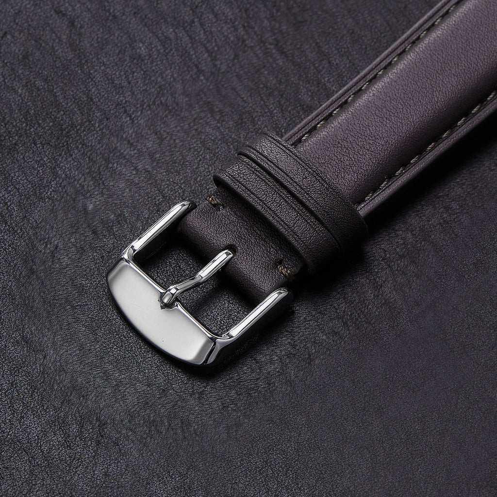 Genuine Leather Watch-Quick Release Watch Strap-Silver Pin Buckle-Brown
