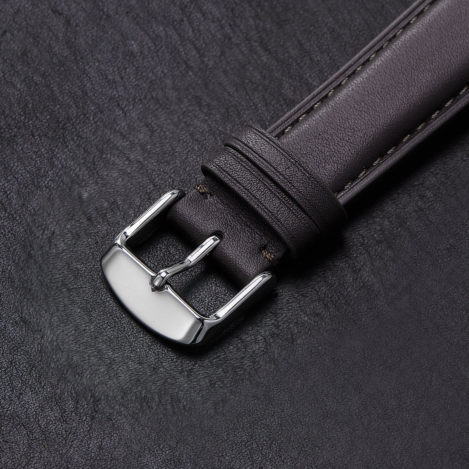 Genuine Leather Watch-Quick Release Watch Strap-Silver Pin Buckle-Brown